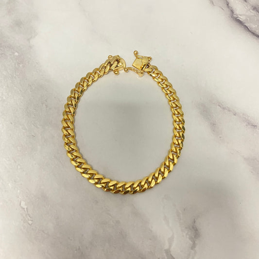 10K Yellow Gold Cuban Links Bracelet / 30.1gr / 7.3mm / 8.5in