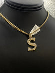 Letter S Pendant 14K Yellow Gold With Diamond / 3.9gr