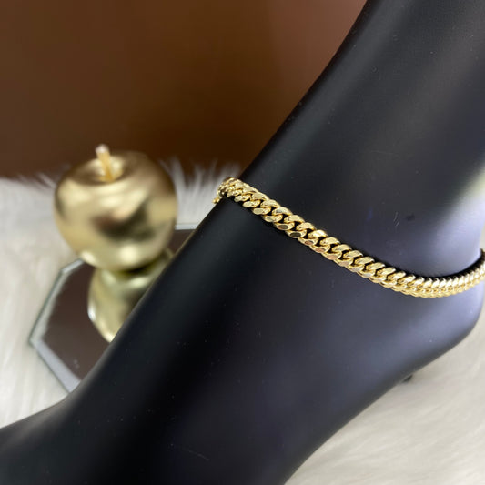 10K Yellow Gold Anklet Micro Cuban / 25.8gr / 5.7mm / 10in