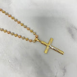 18K Three Colour Gold Crucifix Jewelry Set / 40.9gr / 5.2mm / 28in