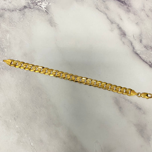 10K Yellow Gold American Cuban Link Bracelet / 19.3gr / 9.6mm / 8in