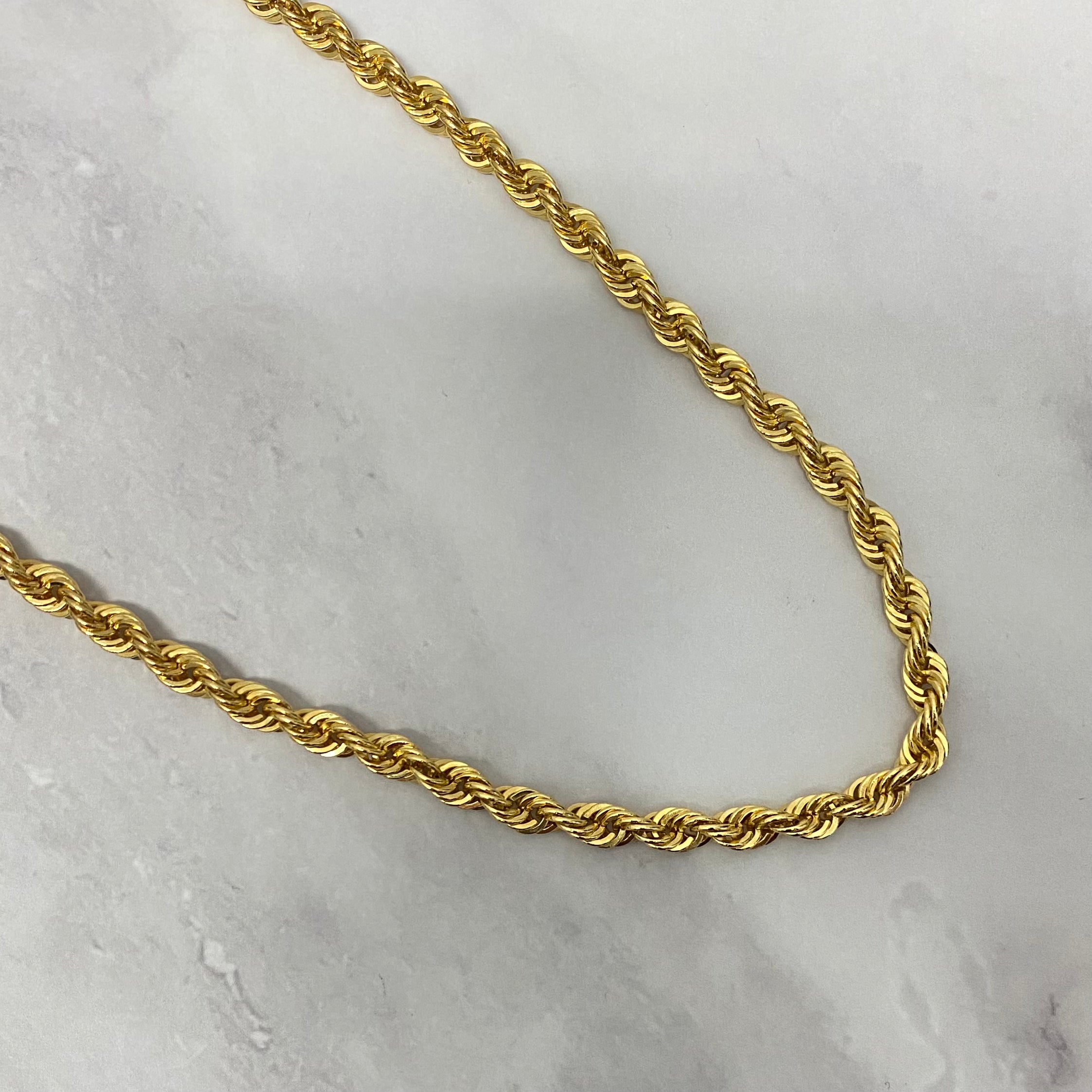 22in Gold Rope Chain 14K Yellow Gold Rope Solid Chain / 39.5gr / 4mm / 22in – C4G Jewelers