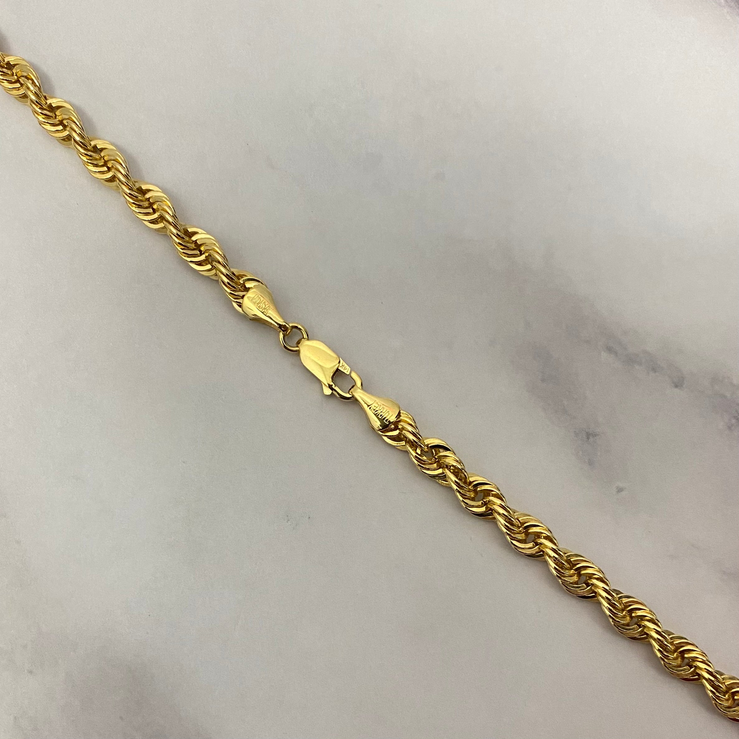 14K Yellow Gold Rope Solid Chain / 39.5gr / 4mm / 22in – C4G Jewelers