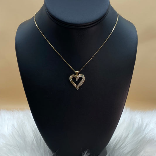 10K Yellow Gold Heart Jewelry Set With Diamond / 4.6gr