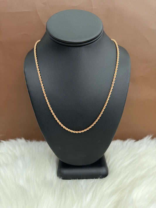 10K Rose Gold Rope Chain / 8.2gr / 2.5mm / 24in