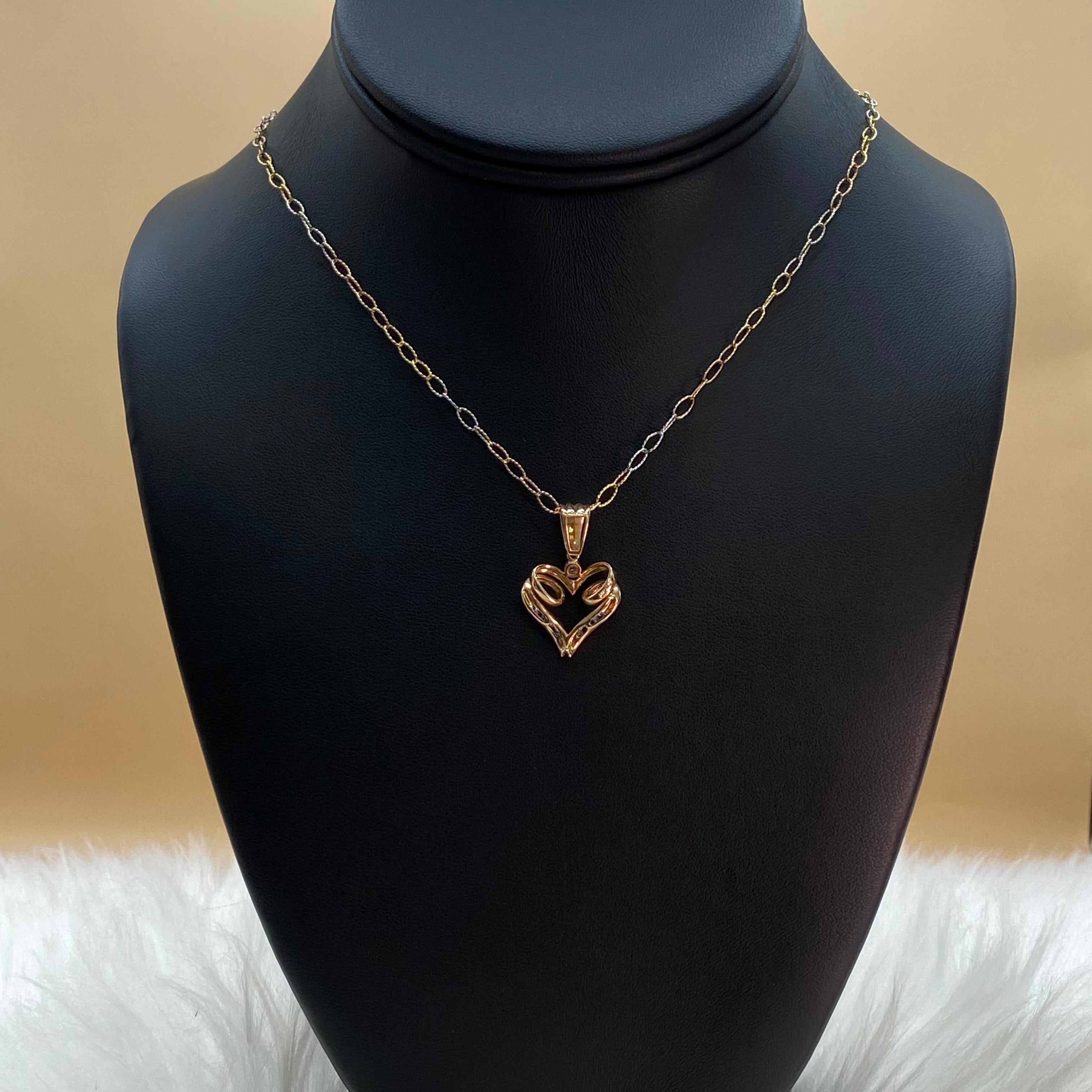 14K Three Colour Gold Heart Jewelry Set With Diamond / 4.7gr
