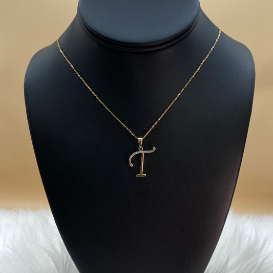 10K Yellow Gold Letter T Jewelry Set With Diamond / 2.5gr