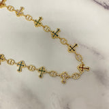 10K Yellow Gold Diamond Crosses Multicolor Chain 7.44Ct Lab Dia / 37.6gr / 7mm / 20.5in