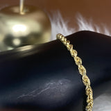 14K Yellow Gold Rope Bracelet / 10.1gr / 3.9mm / 8in