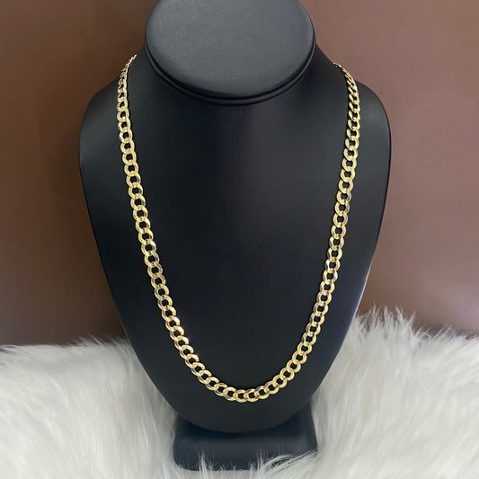 10K Yellow Gold American Cuban Link Chain / 24.3gr / 6.9mm / 24in