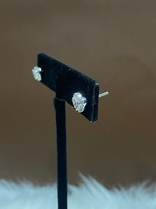 14K White Gold Diamond Heart Stud Earrings 0.28Ct / 1.7gr