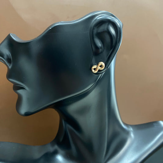 18K Rose Gold Infinity Stud Earrings / 0.6gr