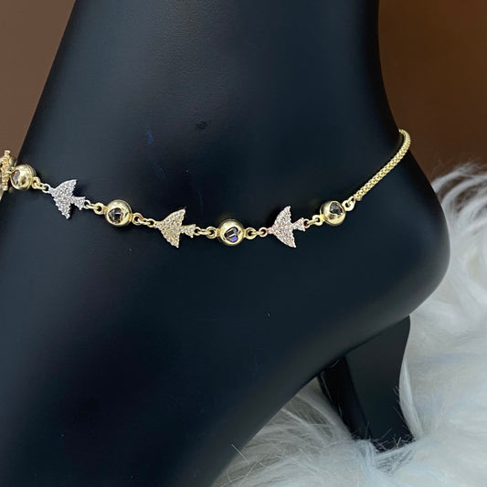 14K Yellow Gold Bird Anklet / 5gr / 1.6mm / 9in