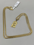14K Yellow Gold Micro Cuban Jewelry Set With Jesus Face / 13.2gr / 22in