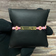 18K Yellow Gold Tejida Pink Baby Girl Name Id Bracelet Adjustable / 1.6gr