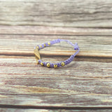 18K Yellow Gold Tejida Purple Baby Girl Name Id Bracelet Adjustable / 1.5gr