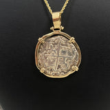 14K Yellow Gold Pirate Coin Pendant / 10.1gr