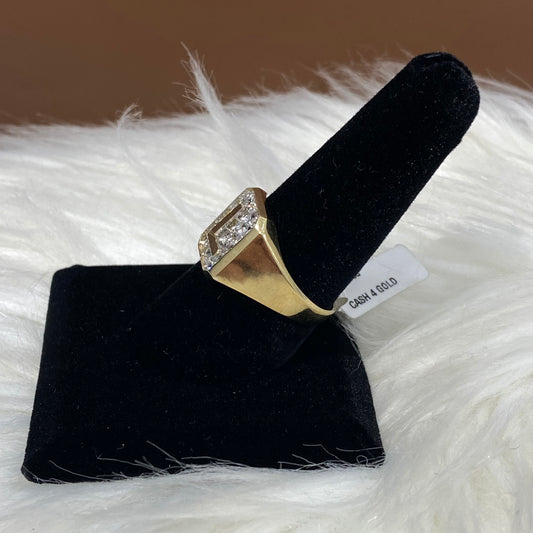 10K Yellow Gold Letter L Ring With Zircons / 4gr / Size 9.5