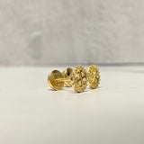 18K Yellow Gold Miller Pave Stud Earrings With Zircons / 0.85gr / 6mm