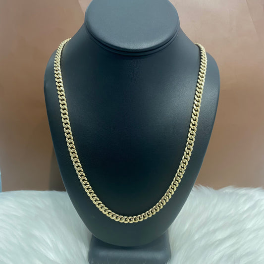 10K Yellow Gold Hallow Cuban Link Chain / 21.2gr / 6.2mm / 24in