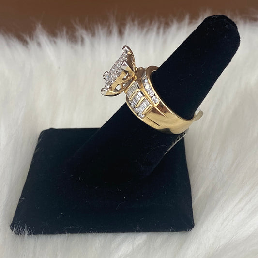 10K Yellow Gold Diamond Square Ring 2Ct / 8gr / Size 6.5
