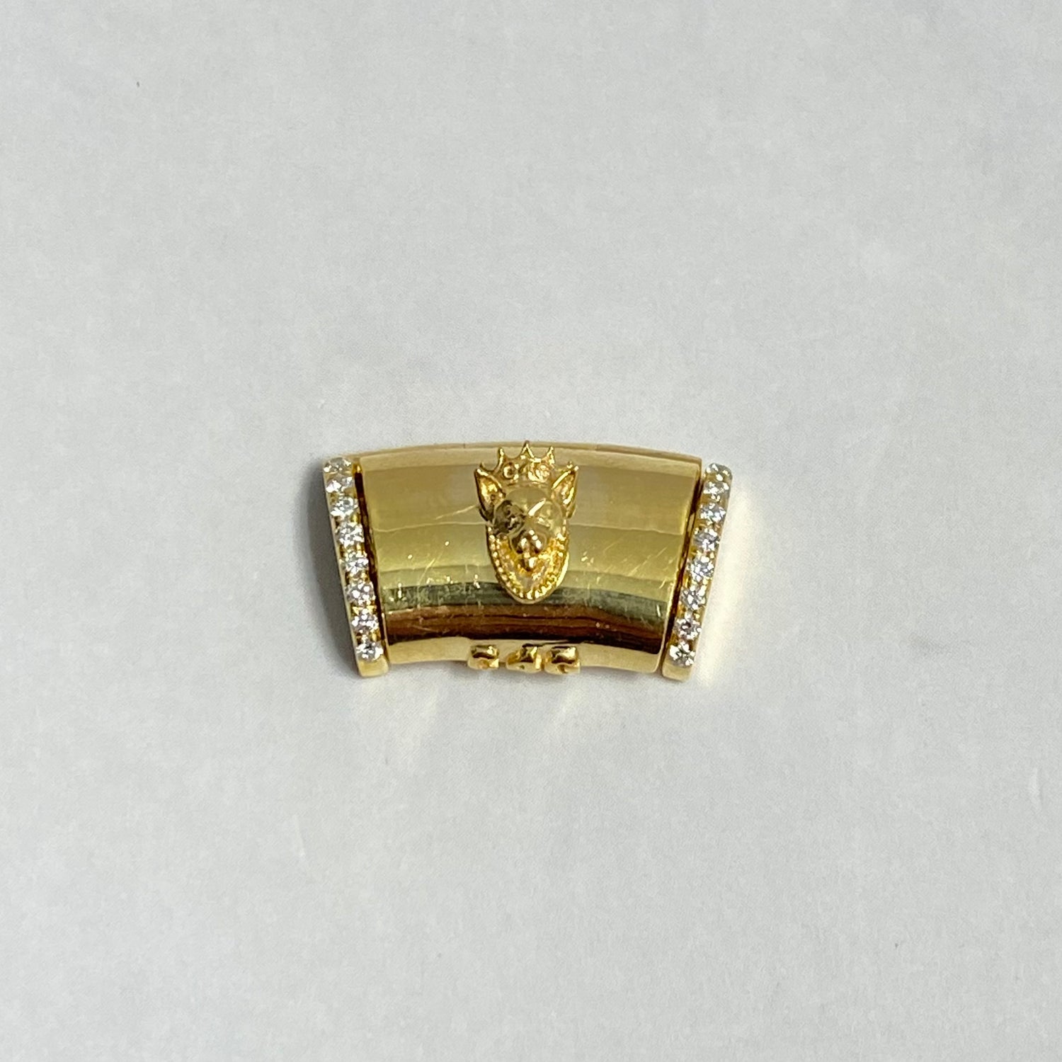 10K Yellow Gold Diamond On The Size Sleek Lock With Panther / 2.8gr / 9mm / 0.6in