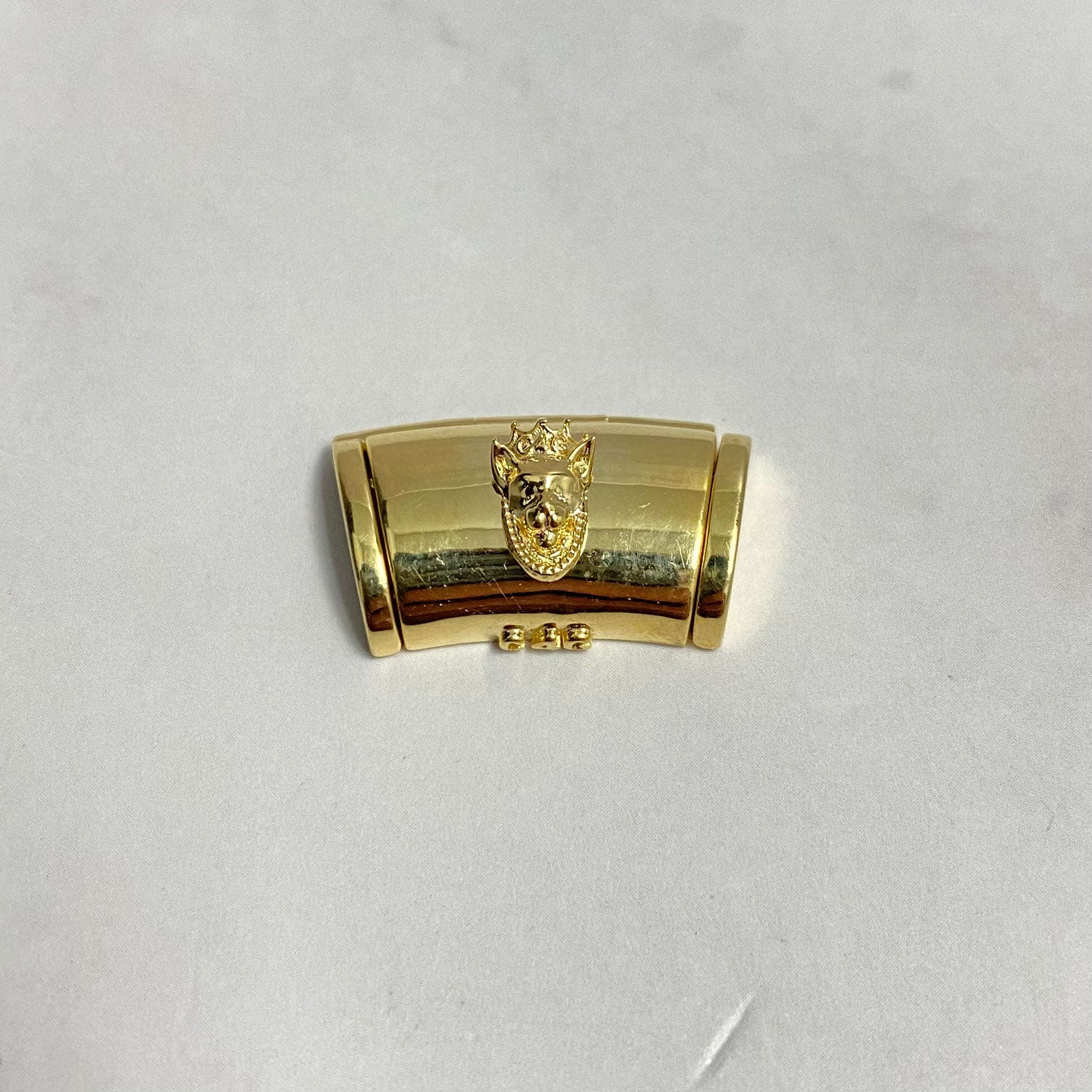 10K Yellow Gold Plain Sleek Lock With Panther / 6gr / 11mm / 0.8in