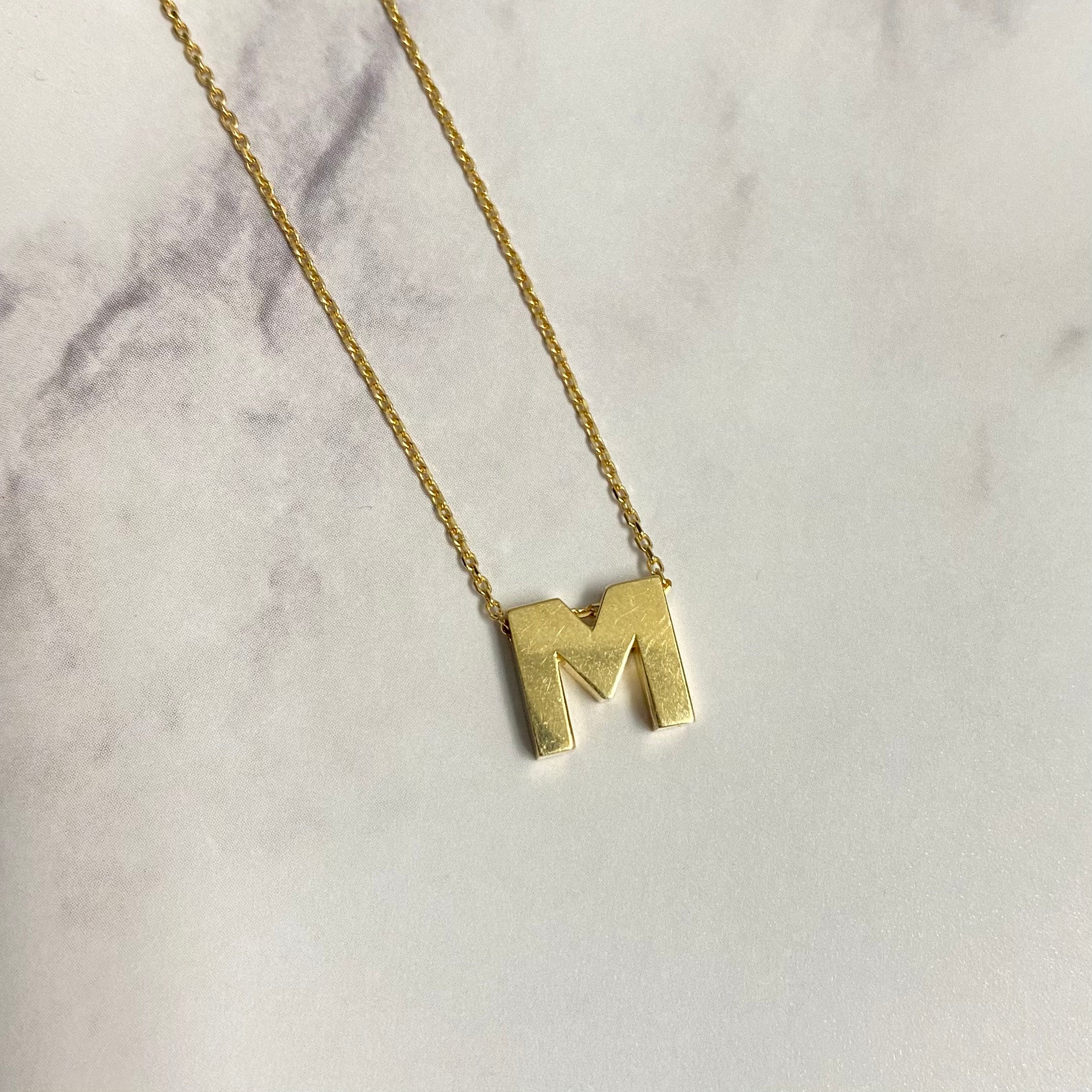 14K Yellow Gold Letter M Jewelry Set / 1.8gr / 1.2mm / 18in