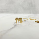 14K Yellow Gold Letter M Jewelry Set / 1.8gr / 1.2mm / 18in