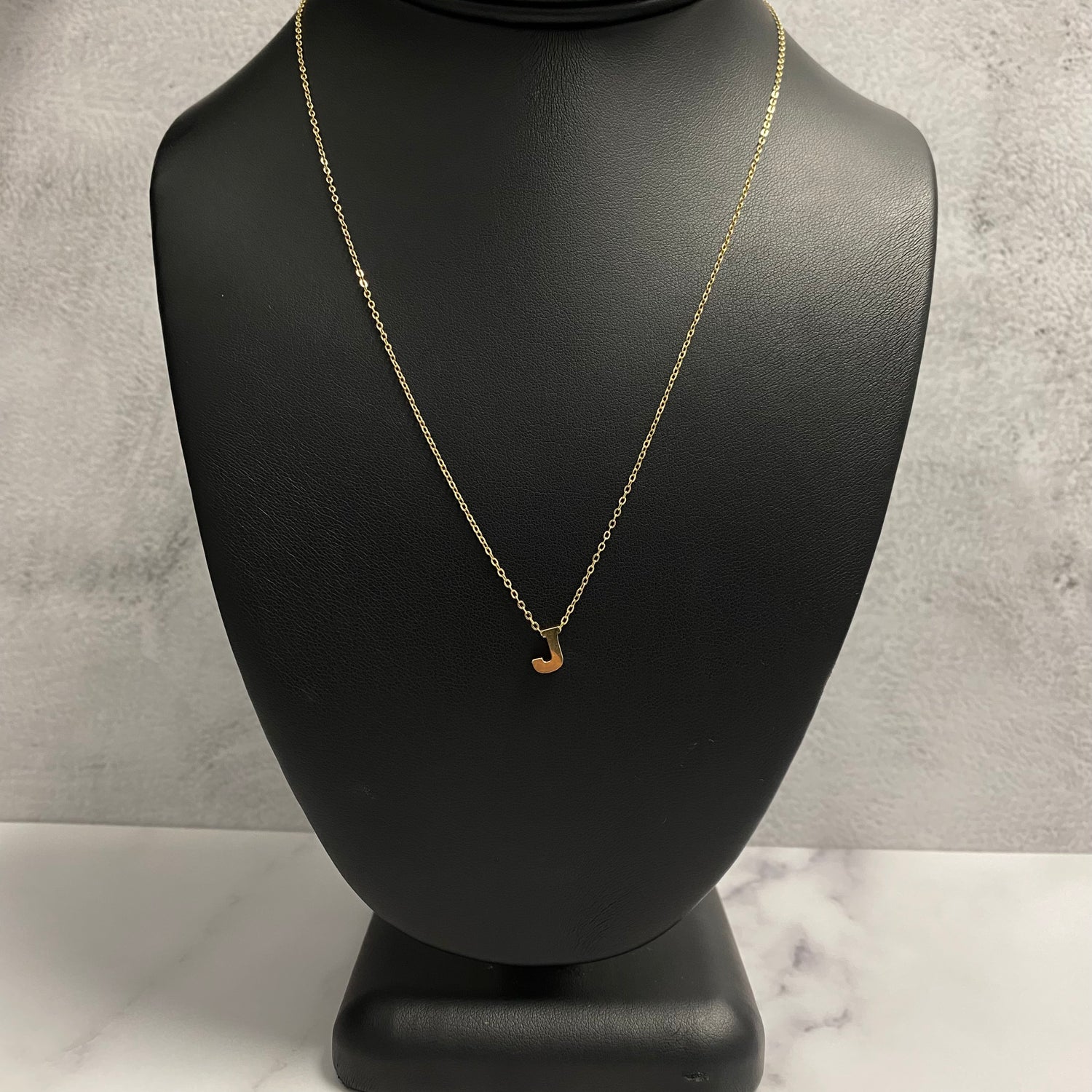 14K Yellow Gold Letter J Jewelry Set / 1.4gr / 1.2mm / 18in