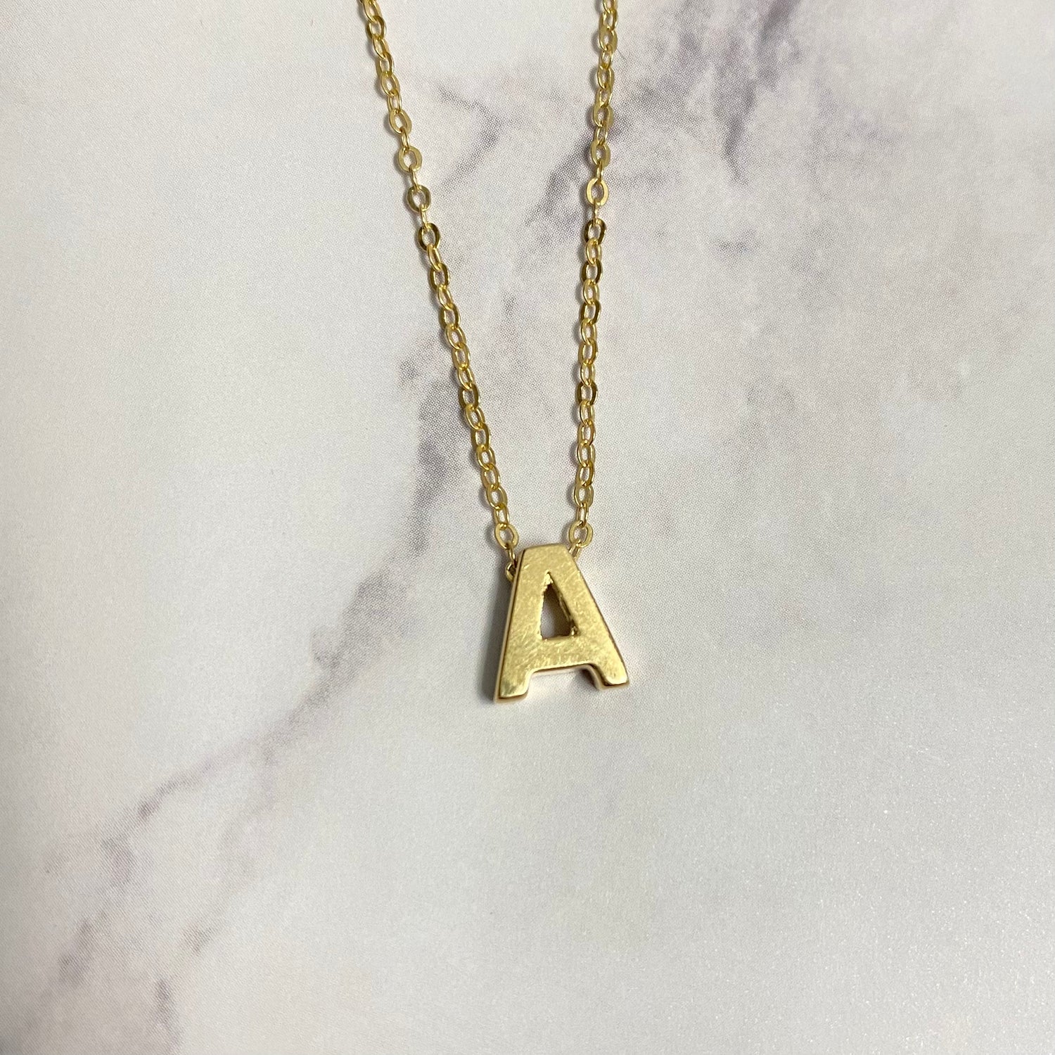 14K Yellow Gold Letter A Jewelry Set / 1.5gr / 1.2mm / 18in