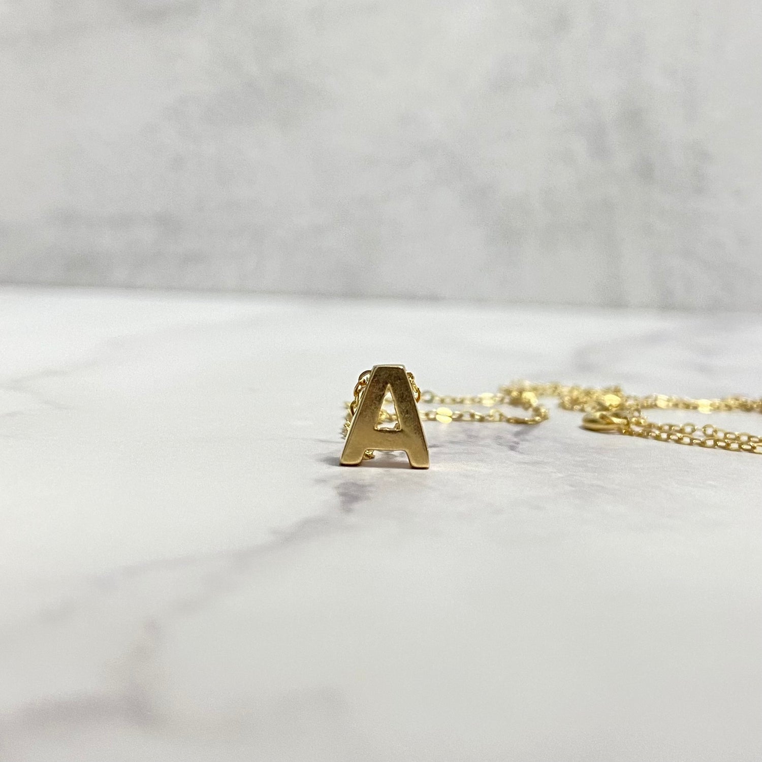 14K Yellow Gold Letter A Jewelry Set / 1.5gr / 1.2mm / 18in