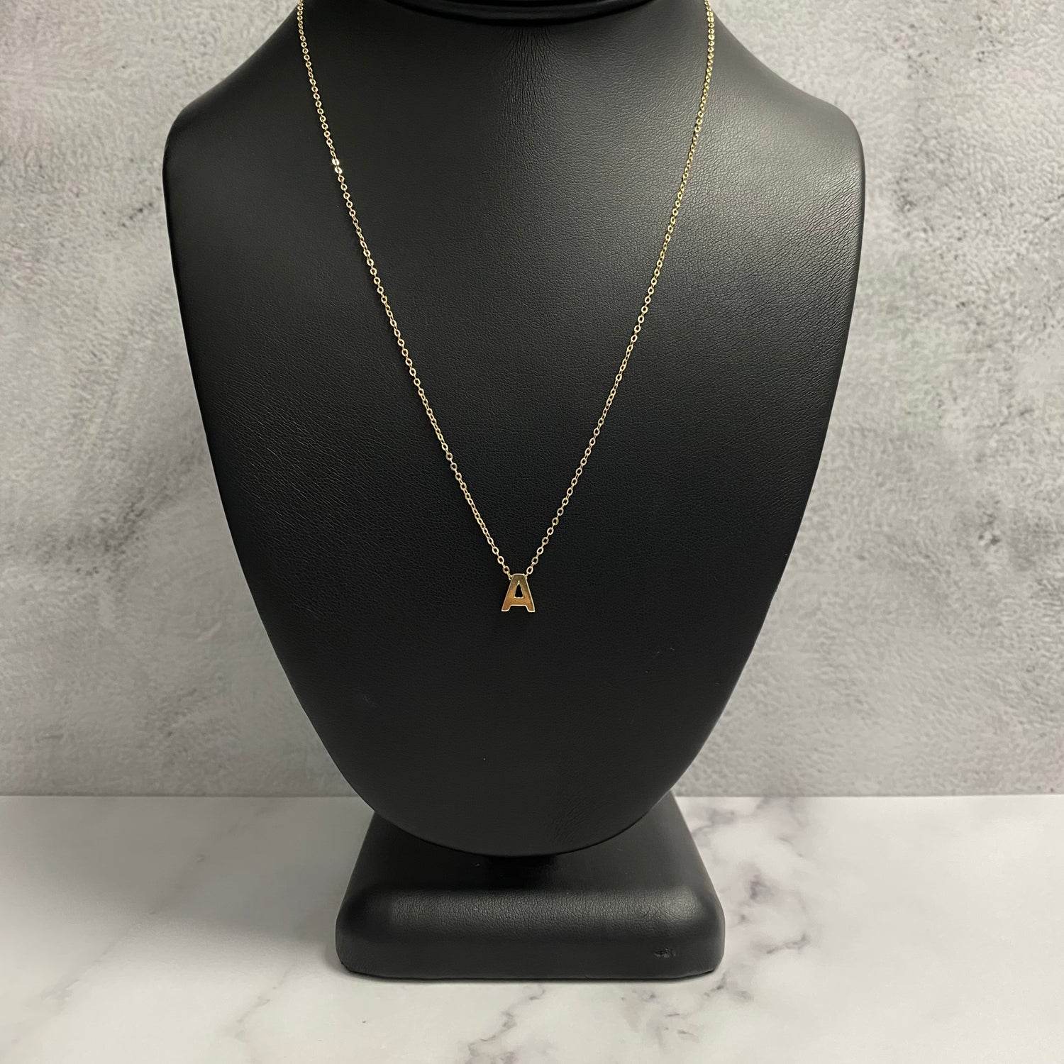 14K Yellow Gold Letter A Jewelry Set / 1.5gr / 1.2mm / 18in