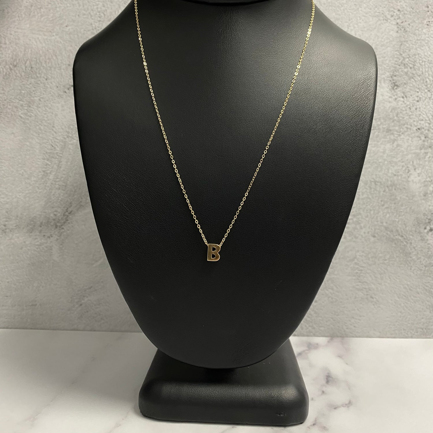 14K Yellow Gold Letter B Jewelry Set / 1.5gr / 1.2mm / 18in