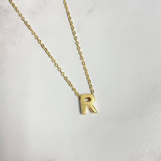 14K Yellow Gold Letter R Jewelry Set / 1.5gr / 1.2mm / 18in