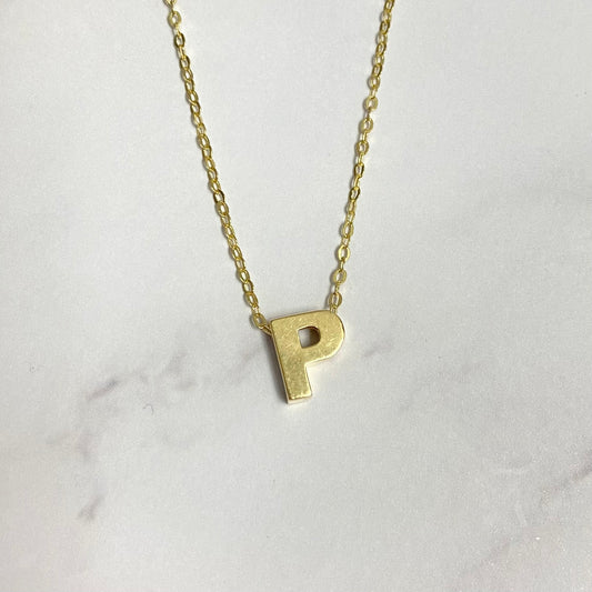 14K Yellow Gold Letter P Jewelry Set / 1.5gr / 1.2mm / 18in