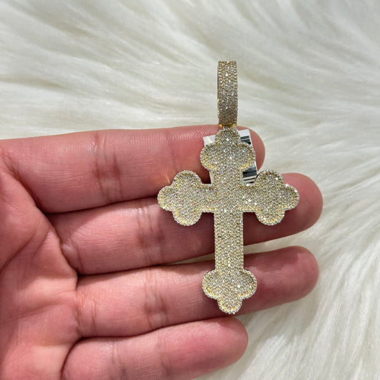 10K Yellow Gold Diamond Cross Pendant 1.89Ct Dia / 12.7gr