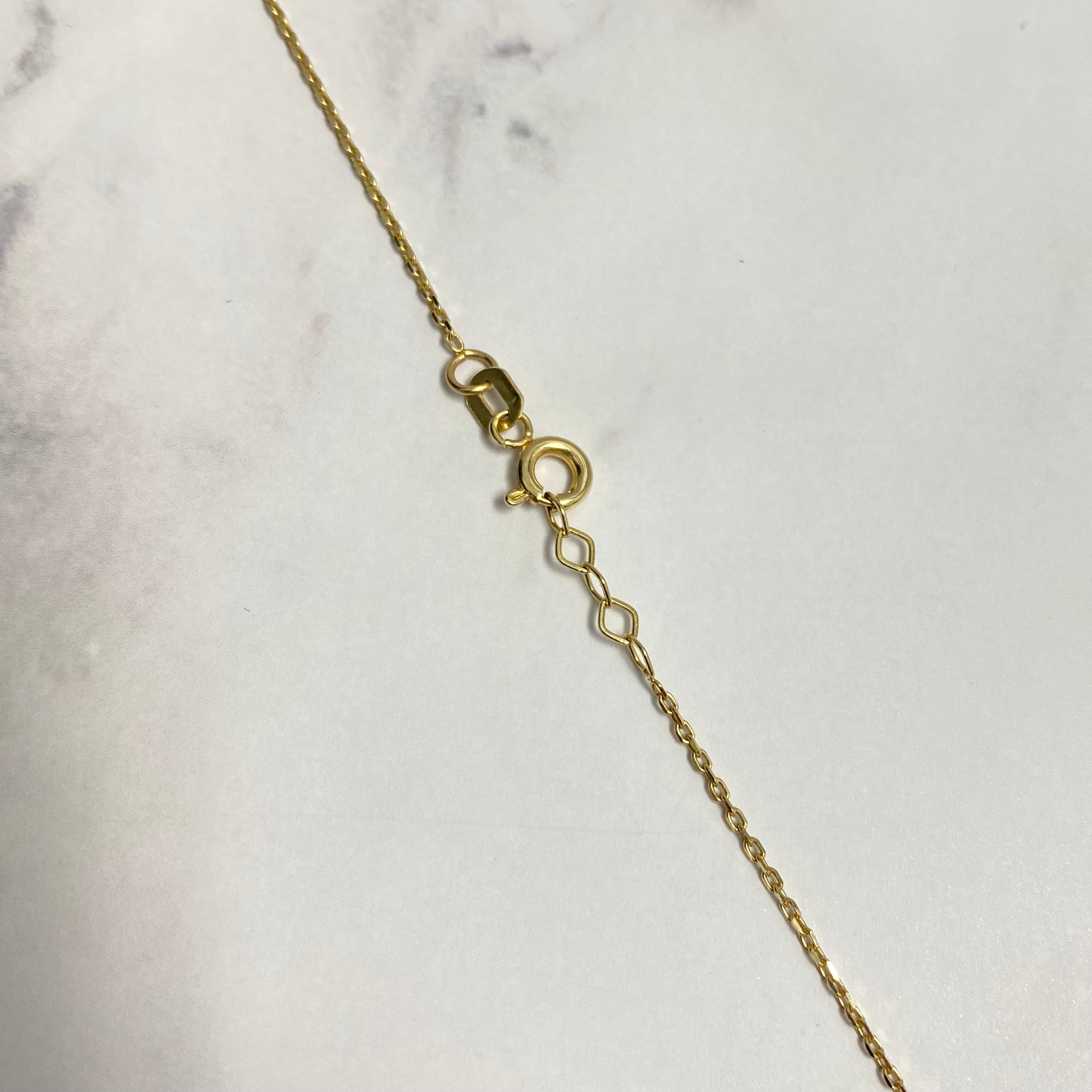 14K Yellow Gold Green Heart Chain / 4gr / 1mm / 17in