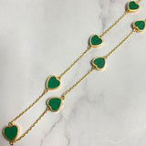 14K Yellow Gold Green Heart Chain / 4gr / 1mm / 17in