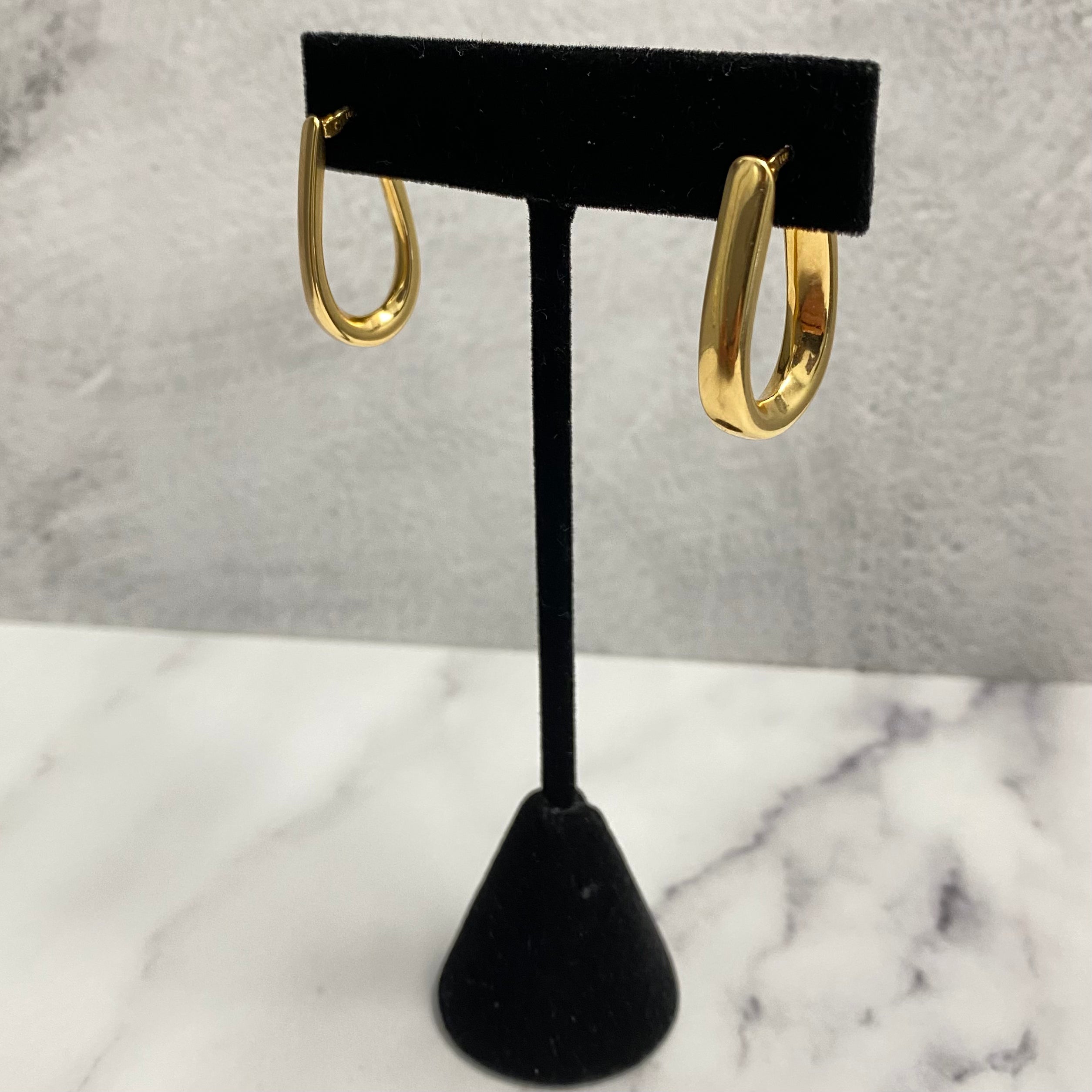 14K Yellow Gold Vintage Hoop Earrings / 3gr / 1in