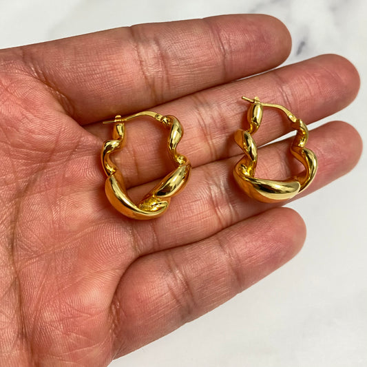 14K Yellow Gold Vinatge Hoop Earrings / 4gr / 1in