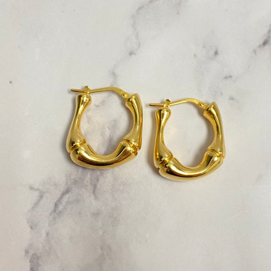 14K Yellow Gold Vintage Hoop Earrings / 3gr / 0.8in