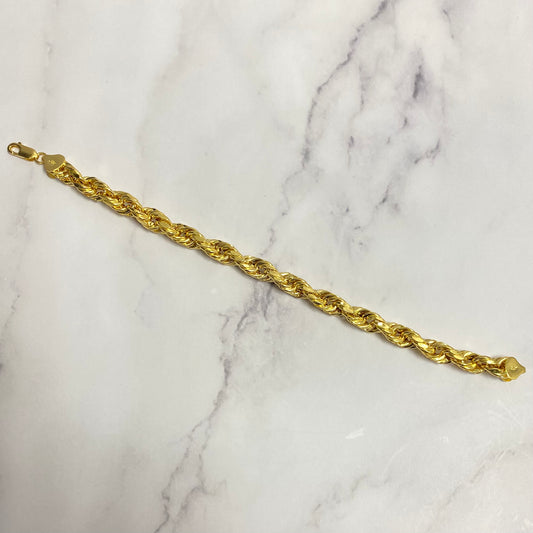 10K Yellow Gold Rope Bracelet / 7.6gr / 7.7mm / 8in