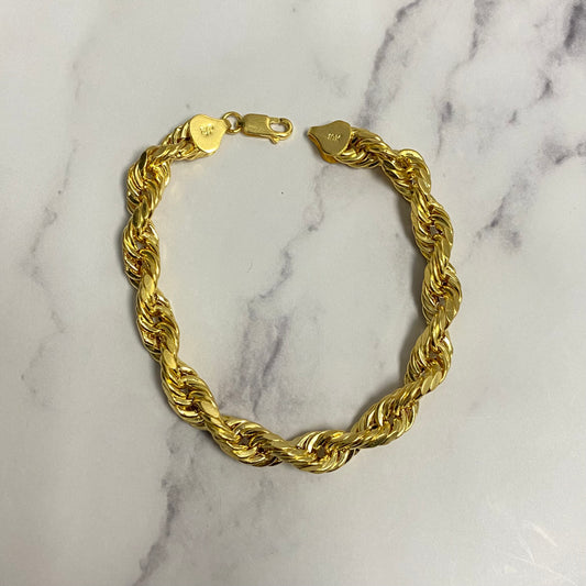 10K Yellow Gold Rope Bracelet / 7.6gr / 7.7mm / 8in