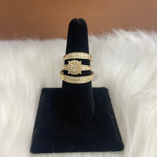 14K Yellow Gold Diamond Luxury Flower Engagement Ring 1,10Ct Dia / 6gr / Size 7W/10M