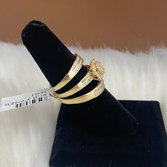 14K Yellow Gold Diamond Luxury Flower Engagement Ring 1,10Ct Dia / 6gr / Size 7W/10M