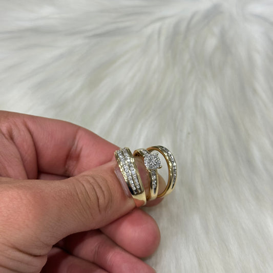 14K Yellow Gold Diamond Fashion Trio Engagement Ring 0.94Ct Dia / 11.2gr / Size 7M/10M