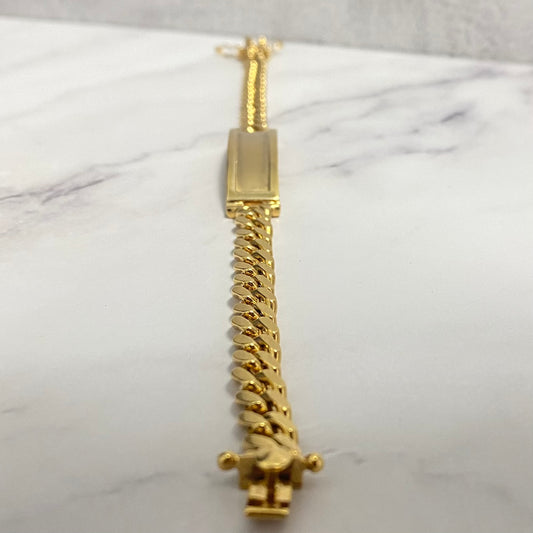 14K Yellow Gold Named Cuban Links Bracelet / 30.3gr / 7mm / 8in