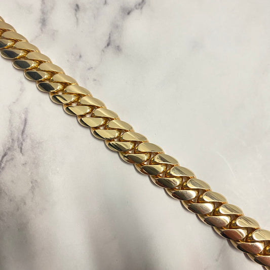 10K Yellow Gold Cuban Links Bracelet / 122.5gr / 13.6mm / 9in
