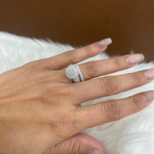 14K White Gold Diamond Fashion Circle Engagement Ring 2.11Ct Dia / 7.4gr / Size 6.5